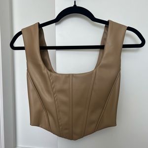 Tan leather corset top